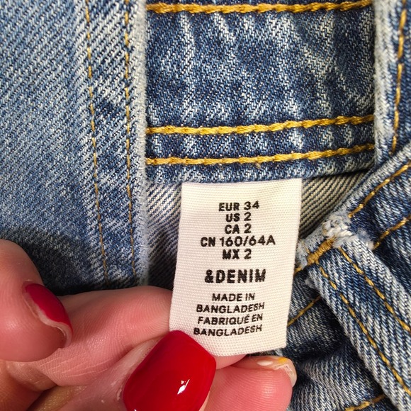 H&M &Denim Overalls Womens 2 Blue Slim Fit Distressed Ripped Medium Wash Jean - Picture 11 of 13